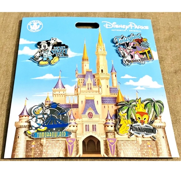 Disney Parks WDW Magic Kingdom FOUR LANDS Pin Set Mickey and Pals NEW - Picture 7 of 7